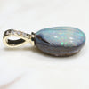 Natural  Australian Boulder  Opal and Diamond Gold Pendant