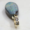 Natural  Australian Boulder  Opal and Diamond Gold Pendant