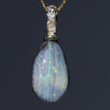 Natural  Australian Boulder  Opal and Diamond Gold Pendant