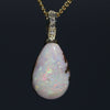 Natural  Australian White Boulder  Opal and Diamond Gold Pendant