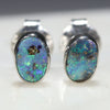 Natural Australian Boulder Opal  Silver Stud Earring