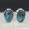 Natural Australian Boulder Opal  Silver Stud Earring