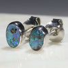 Natural Australian Boulder Opal  Silver Stud Earring