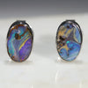 Natural Australian Boulder Opal  Silver Stud Earring