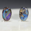 Natural Australian Boulder Opal  Silver Stud Earring