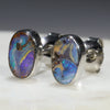 Natural Australian Boulder Opal  Silver Stud Earring