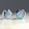 Natural Australian Boulder Opal  Silver Stud Earring