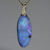 Natural Australian Boulder  Opal and Diamond Gold Pendant