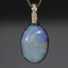 Natural Australian Boulder  Opal and Diamond Gold Pendant