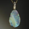 10k Gold Natural Opal and Natural Diamonds