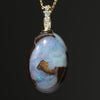 Natural  Australian Boulder  Opal and Diamond Gold Pendant