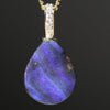 Natural  Australian Boulder  Opal and Diamond Gold Pendant