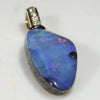 Natural Australian Boulder  Opal and Diamond Gold Pendant