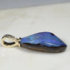 Natural Australian Boulder  Opal and Diamond Gold Pendant