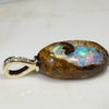 Natural Australian Boulder  Opal and Diamond Gold Pendant Code -GPA115