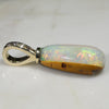 Natural Australian White  Boulder  Opal and Diamond Gold Pendant