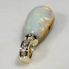 Natural Australian White  Boulder  Opal and Diamond Gold Pendant