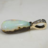 Natural Australian White  Boulder  Opal and Diamond Gold Pendant