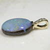 Natural Australian Boulder  Opal and Diamond Gold Pendant