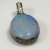 Natural Australian Boulder  Opal and Diamond Gold Pendant