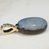 Natural Australian Boulder  Opal and Diamond Gold Pendant