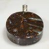 Natural Opalizied Wood Fossil and Diamond Gold Pendant