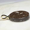 Natural Opalizied Wood Fossil and Diamond Gold Pendant