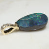 Natural  Australian Boulder  Opal and Diamond Gold Pendant