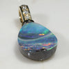 Natural  Australian Boulder  Opal and Diamond Gold Pendant