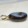 Natural  Australian Boulder  Opal and Diamond Gold Pendant