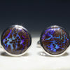 Natural Australian Opal Matrix Silver CuffLinks