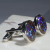 Natural Australian Opal Matrix Silver CuffLinks