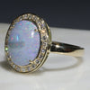 Natural Australian Solid White Boulder Opal and Diamond Gold Ring - Size 8 Code -GR774