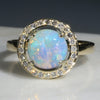 Natural Australian Opal and Diamond Ring