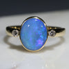 Natural Australian Boulder Opal Gold and Diamond Ring