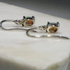 Natural Australian Black Crystal  Opal  Silver Earring