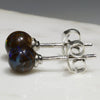 Australian Boulder Opal Matrix Silver Earring Studs