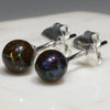 Australian Boulder Opal Matrix Silver Earring Studs
