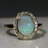 Natural Australian Solid Boulder Opal and Diamond Gold Ring - Size 7.75