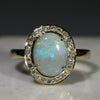 Natural Australian Solid Boulder Opal and Diamond Gold Ring - Size 7.75