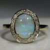 Natural Australian Solid Boulder Opal and Diamond Gold Ring - Size 7.75