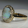 Natural Australian Solid Boulder Opal and Diamond Gold Ring - Size 7.75