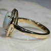 Natural Australian Solid Boulder Opal and Diamond Gold Ring - Size 7.75