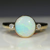 Natural Australian White Opal and Diamond 18K Gold Ring  - Size 7.75 Code -GR765