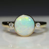 Natural Australian White Opal and Diamond 18K Gold Ring  - Size 7.75 Code -GR765