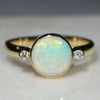 Natural Australian White Opal and Diamond 18K Gold Ring  - Size 7.75 Code -GR765