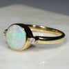 Natural Australian White Opal and Diamond 18K Gold Ring  - Size 7.75 Code -GR765