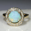 Natural Australian Boulder Opal and Diamond Gold Ring - Size 7