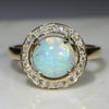 Natural Australian Boulder Opal and Diamond Gold Ring - Size 7