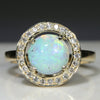 Natural Australian Boulder Opal and Diamond Gold Ring - Size 7